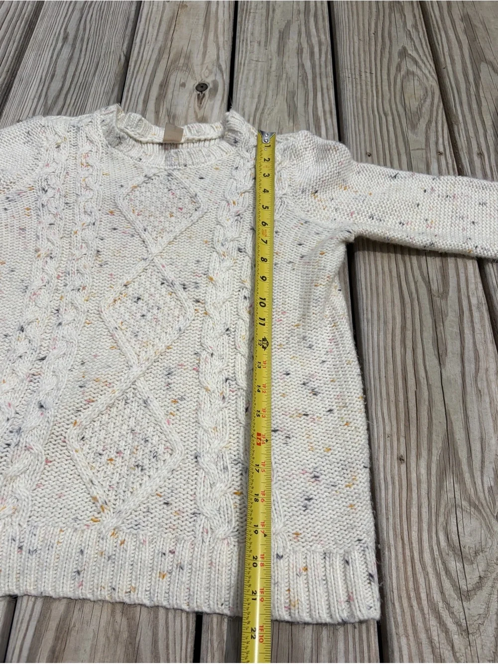 OshKosh B'gosh cream colorful spotted knit pullover crew girls sweater SIZE 14